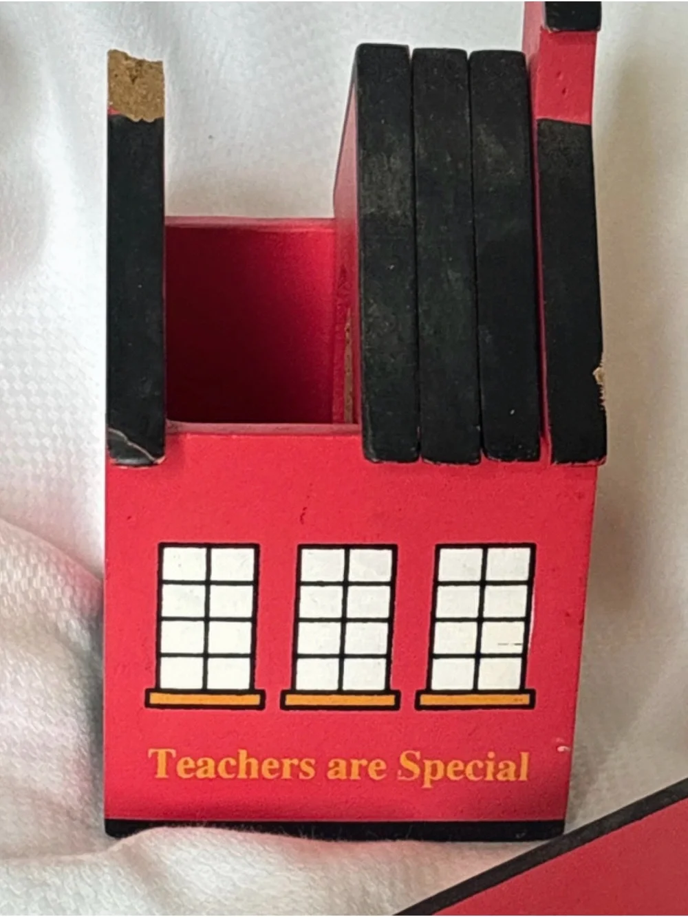 Teachers are Special Red Schoolhouse Coaster Set with Holder - Home or Classroom